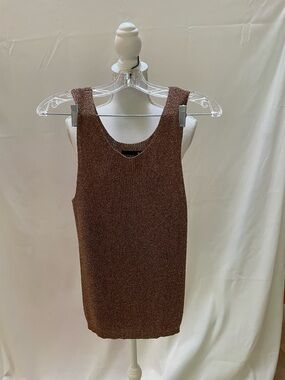 Tesori Shimmer Knit Tank in Copper Brown